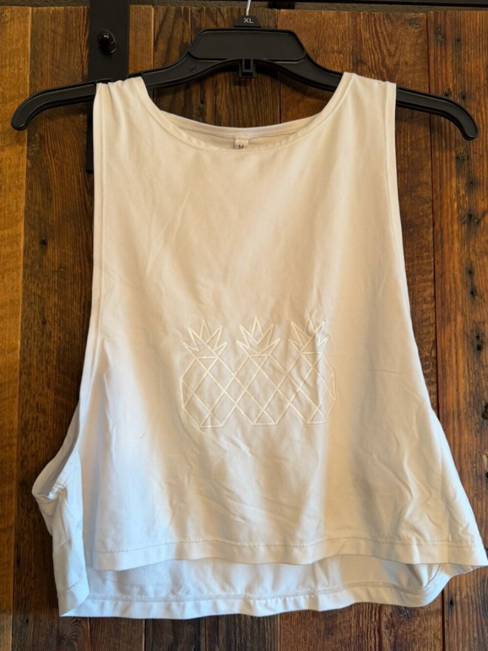 Tres Piñas Loose Flowy Crop Tank - White - Size M